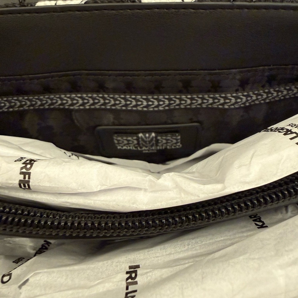 Karl Lagerfeld Paris Lafayette Black and White Tweed Crossbody Bag NWT - Picture 10 of 10